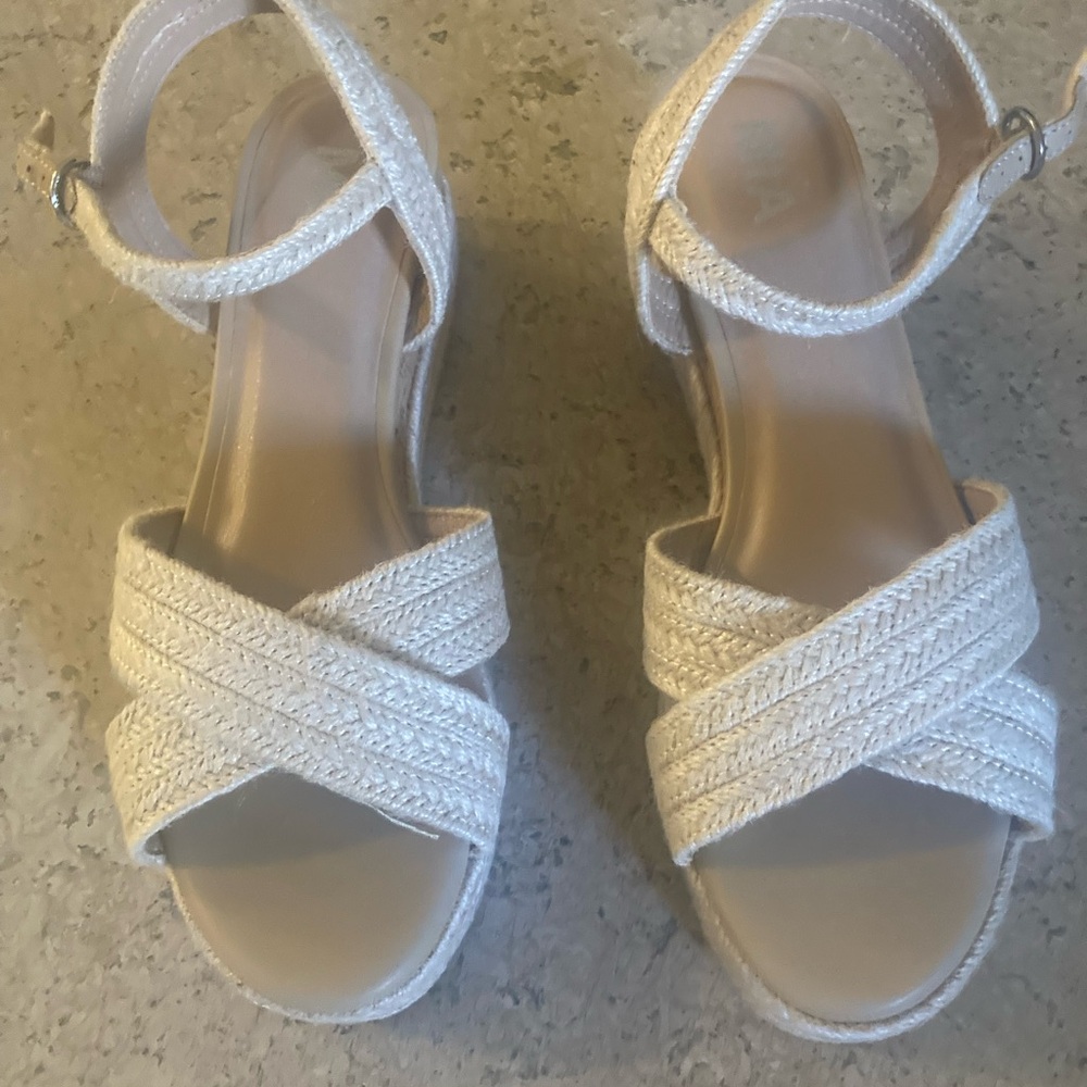 Women's Braided Ankle-Strap Sandals — Cream